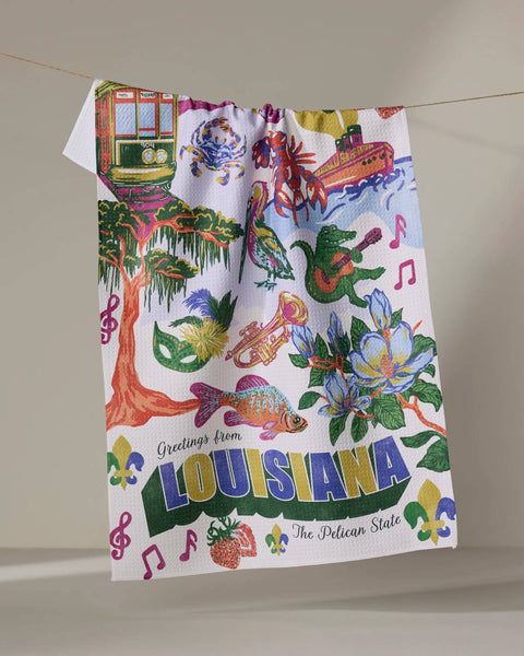 Greetings From Louisiana Tea Towel