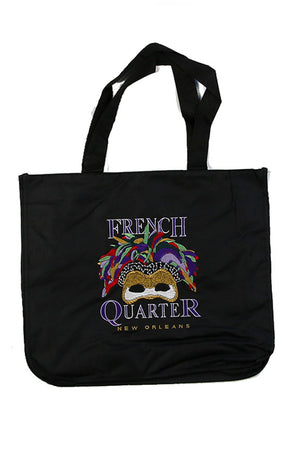 Black Feather Mask Tote