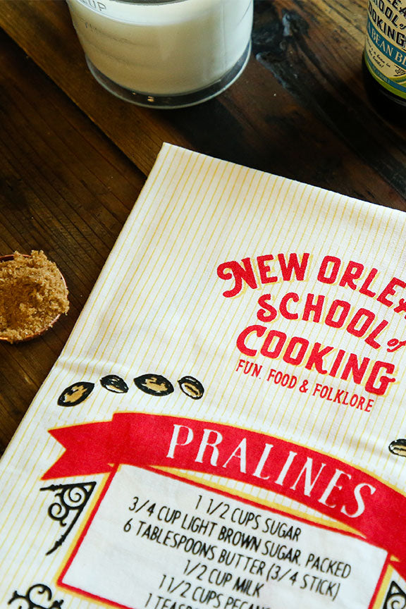New Orleans School of Cooking Praline Recipe Towel