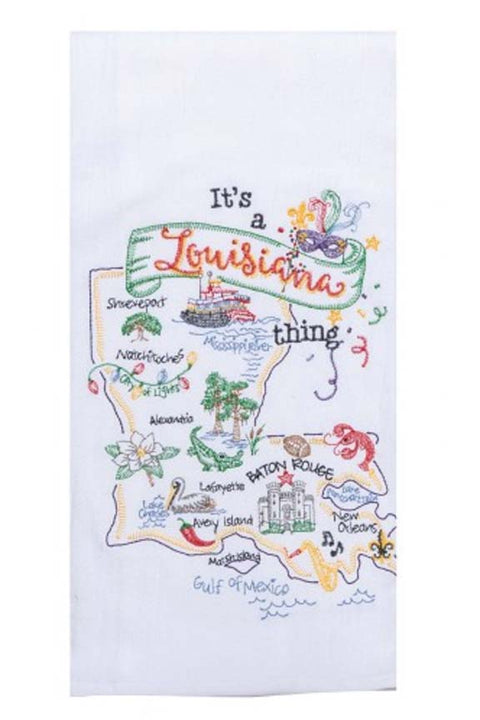 Louisiana Embroidered Kitchen Tea Towel