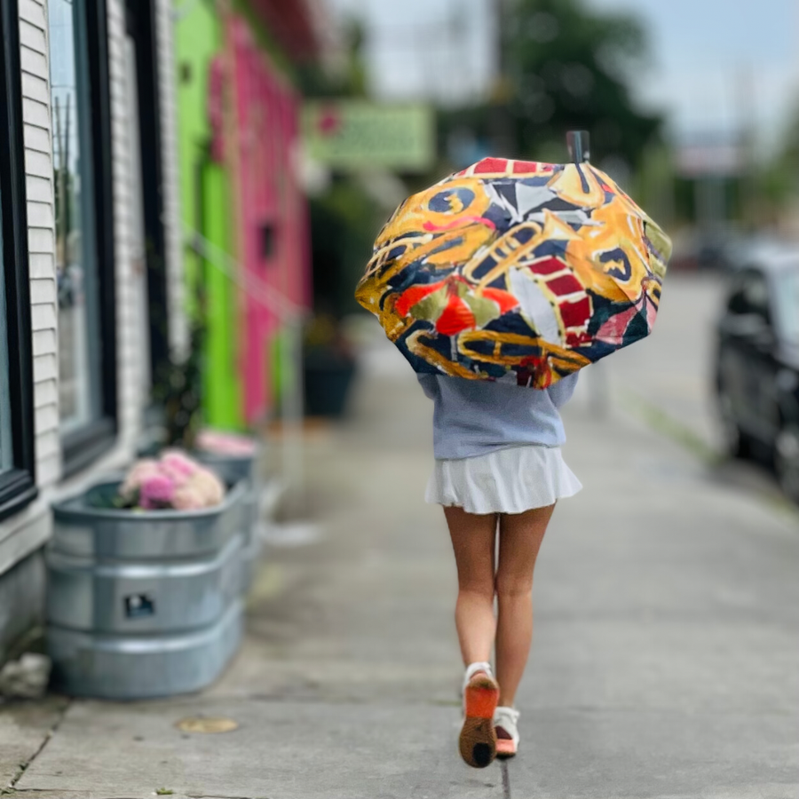 Fest Umbrella with UV Protection, Art by Kathy Schorr: Jazz Instruments