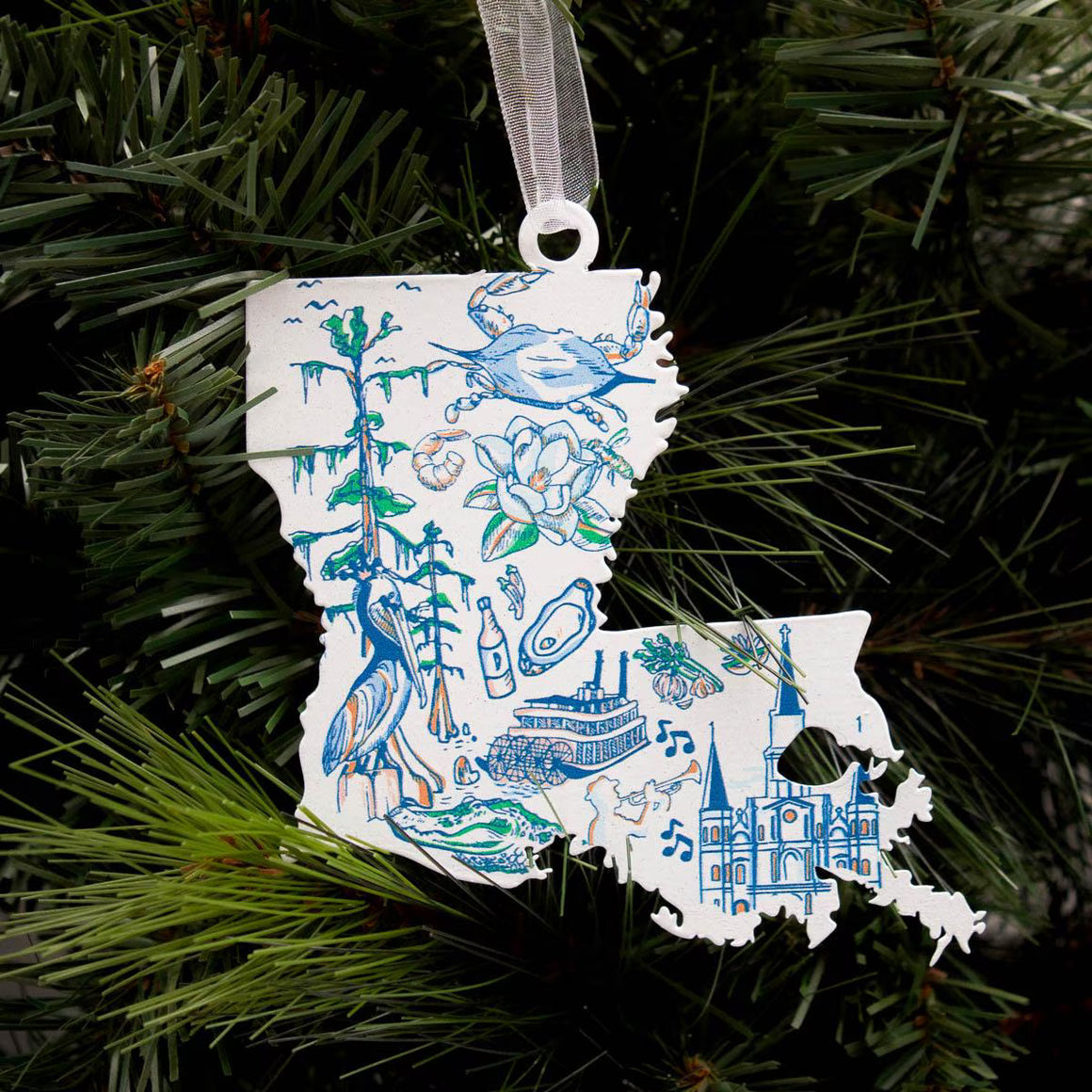 Galvanized LA Love Ornament