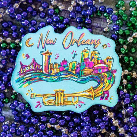 New Orleans Trumpet Skyline Magnet