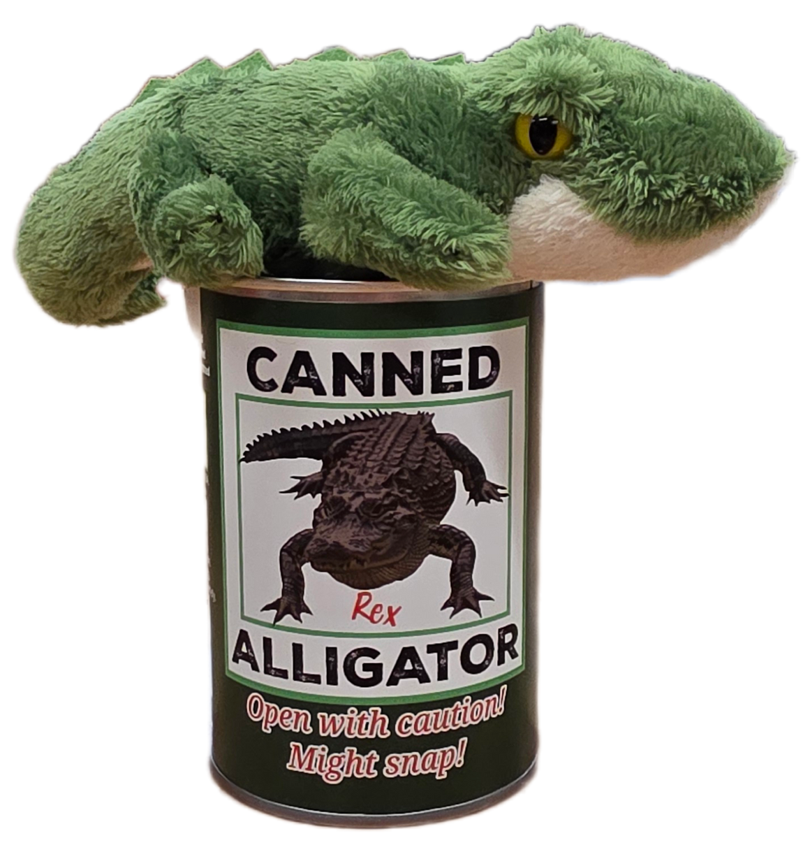 Rex the Canned Alligator | Stuffed Animal Plush w/Jokes: Pop Top Lid