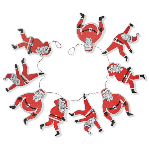 Paper Dancing Santa Garland Red Christmas