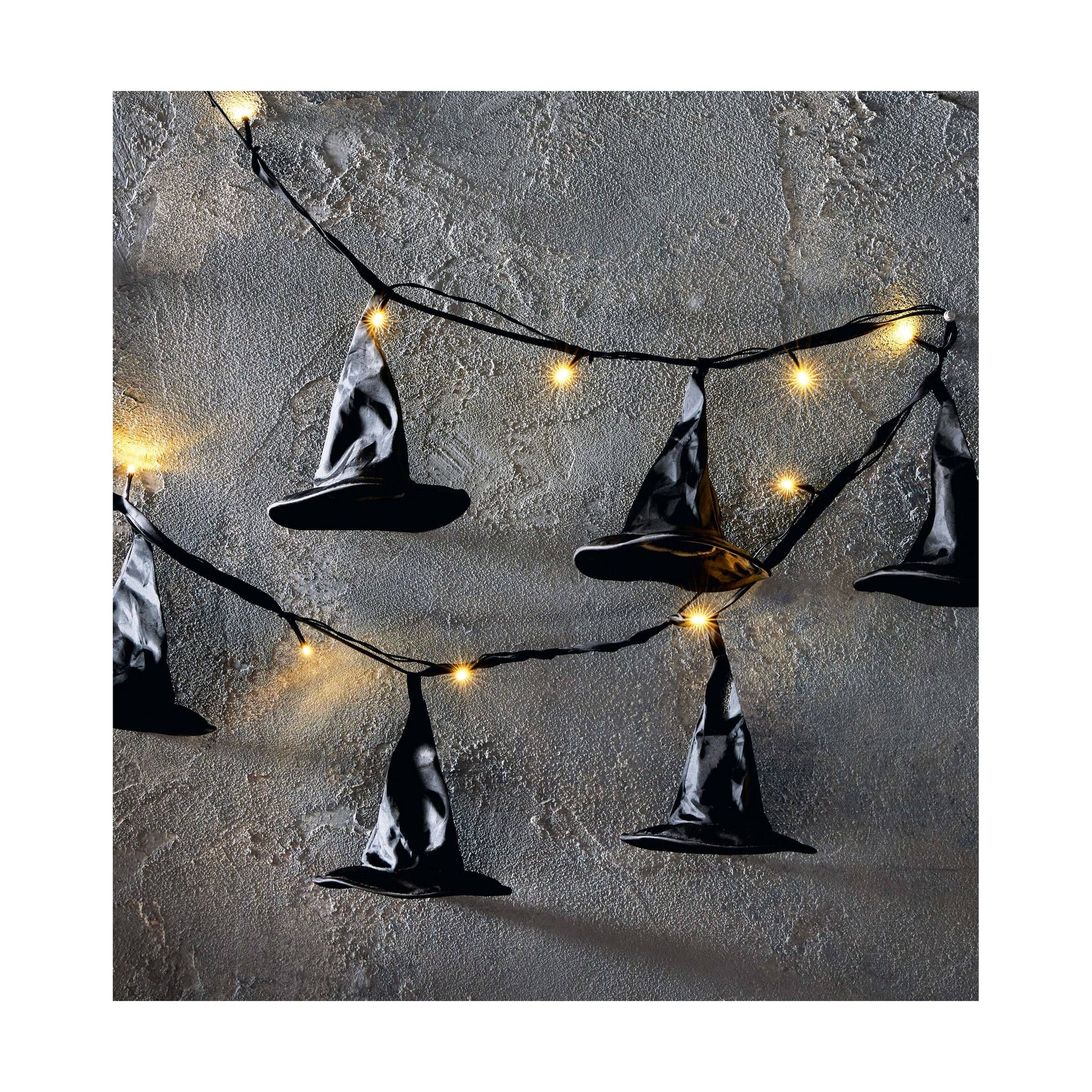 Witch Hat Led String Lights Black Metal Halloween