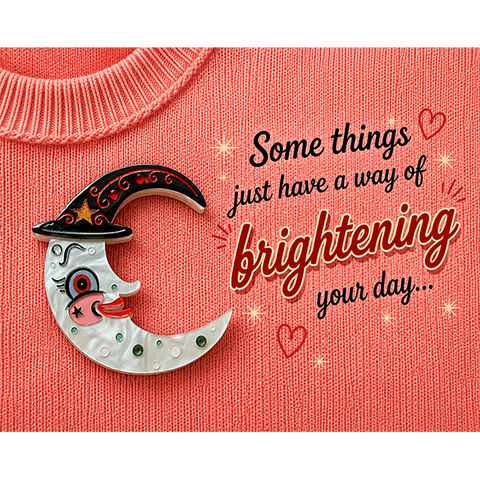 Witchy Crescent Moonhilda Brooch