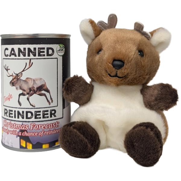 Jingle the Canned Reindeer - Christmas Plush in Can w/Jokes: Pop Top Lid
