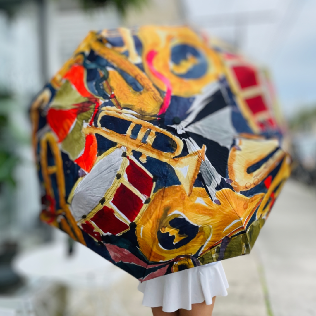 Fest Umbrella with UV Protection, Art by Kathy Schorr: Jazz Instruments