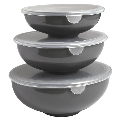 Hutzler Nesting Prep Bowls with Lids, Set of 3, Multiple Colors