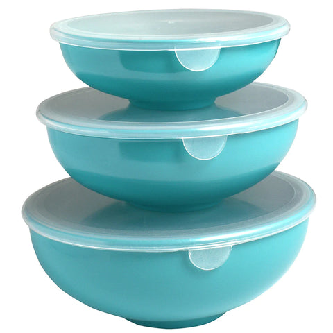 Hutzler Nesting Prep Bowls with Lids, Set of 3, Multiple Colors