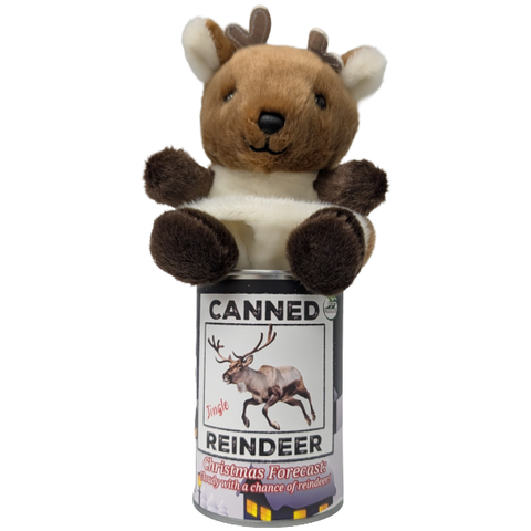 Jingle the Canned Reindeer - Christmas Plush in Can w/Jokes: Pop Top Lid