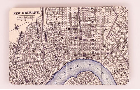 New Orleans Map Wooden Postcard