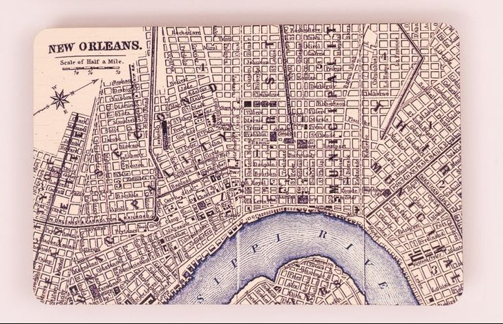 New Orleans Map Wooden Postcard