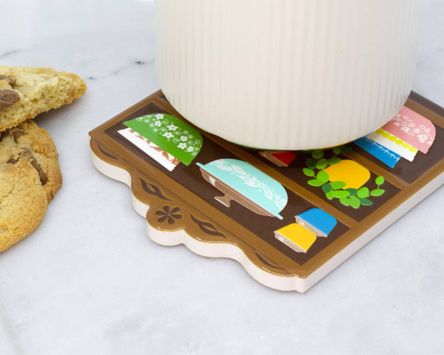 Retro Kitchen Hutch Ceramic Coaster – Pyrex-Inspired Gift