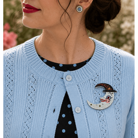 Witchy Crescent Moonhilda Brooch