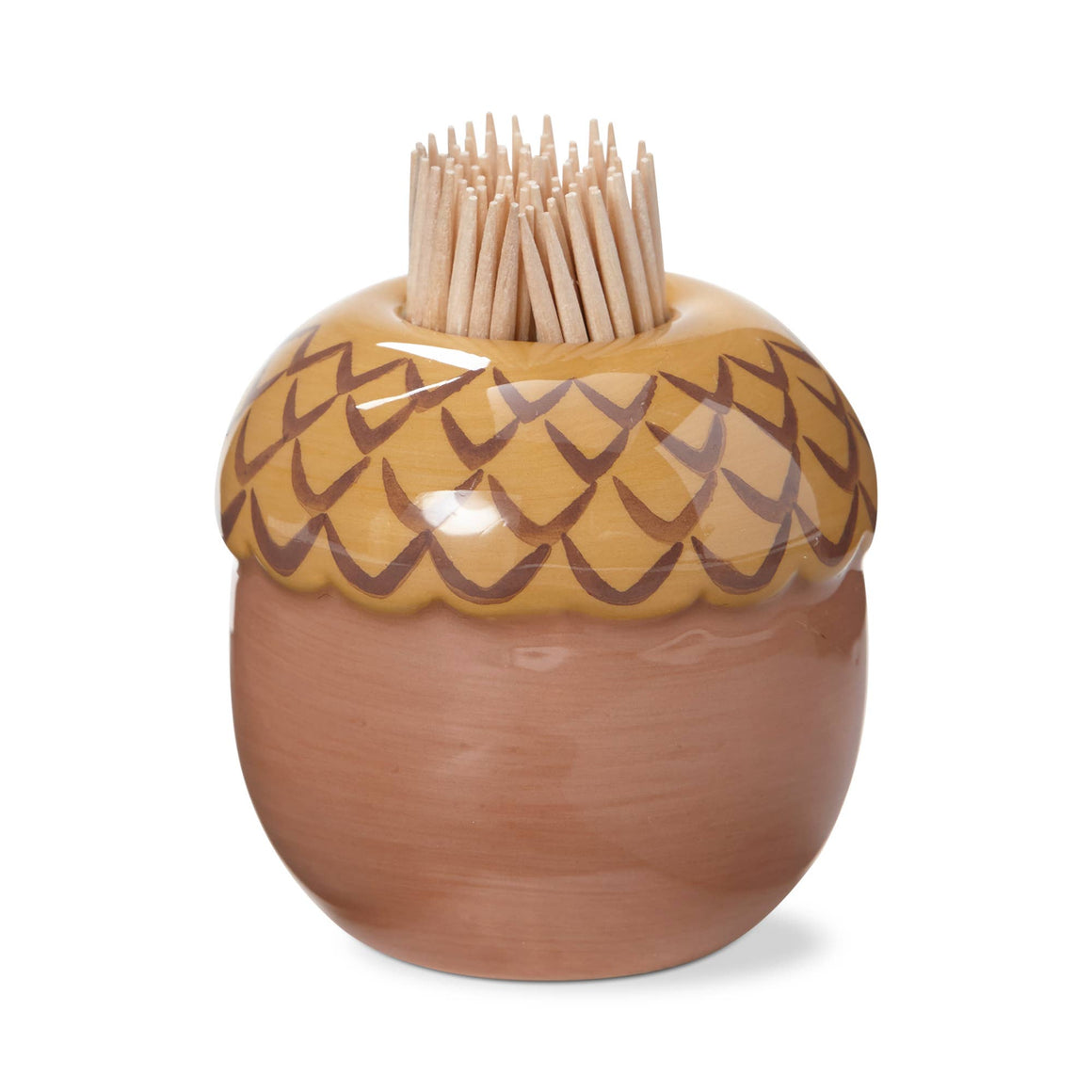 Acorn Toothpick Holder Set Brown Earthenware Fall