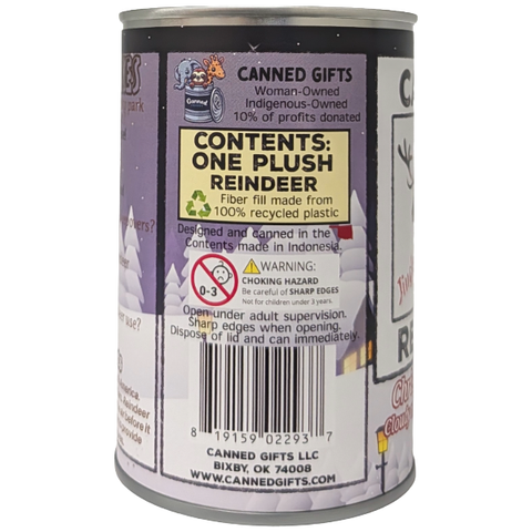 Jingle the Canned Reindeer - Christmas Plush in Can w/Jokes: Pop Top Lid