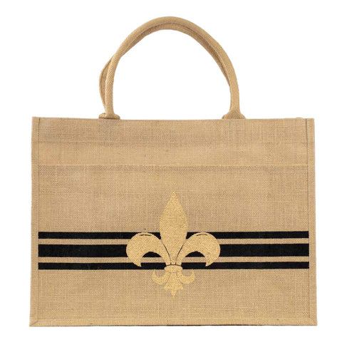 Bordeaux Jute Pocket Tote   Natural/Black/Gold   19x14x7.5