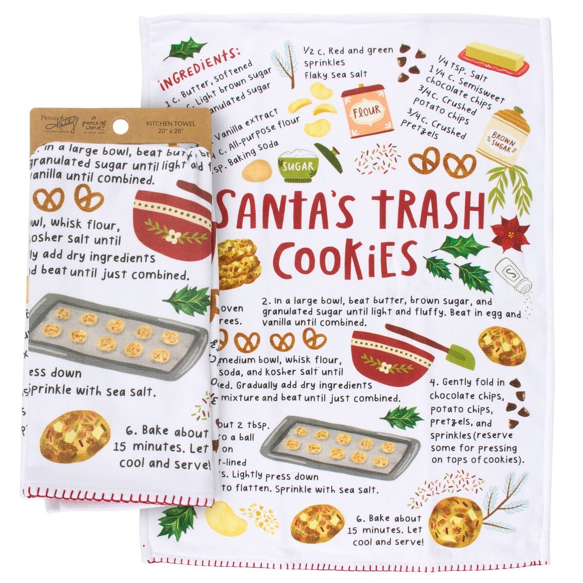 Santa's Trash Cookies Kitchen Towel