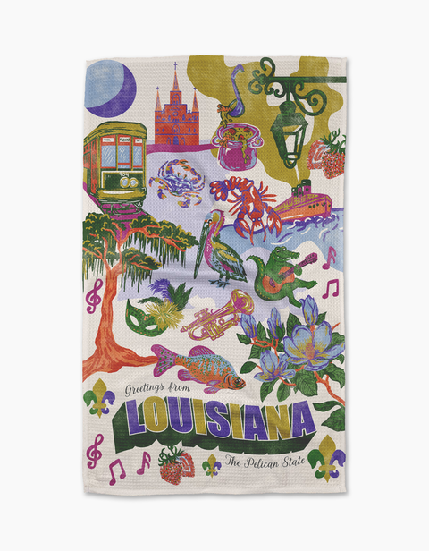 Greetings From Louisiana Tea Towel