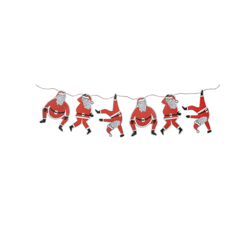 Paper Dancing Santa Garland Red Christmas