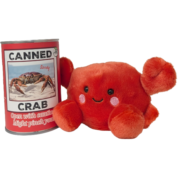 Sandy the Canned Crab - Eco-Friendly Plush w/Jokes: Pop Top Lid