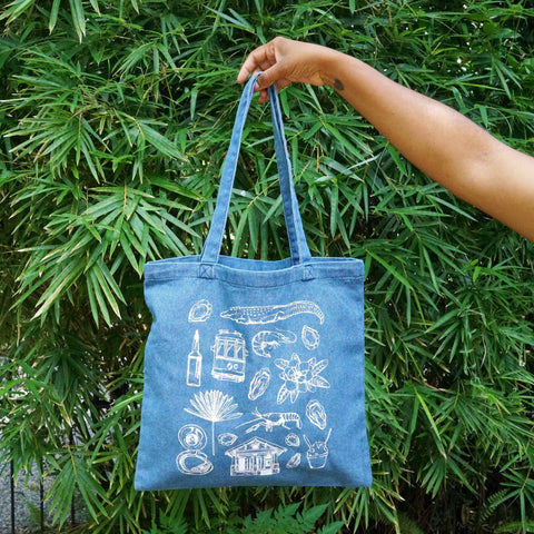 Denim New Orleans Pattern Tote Bag