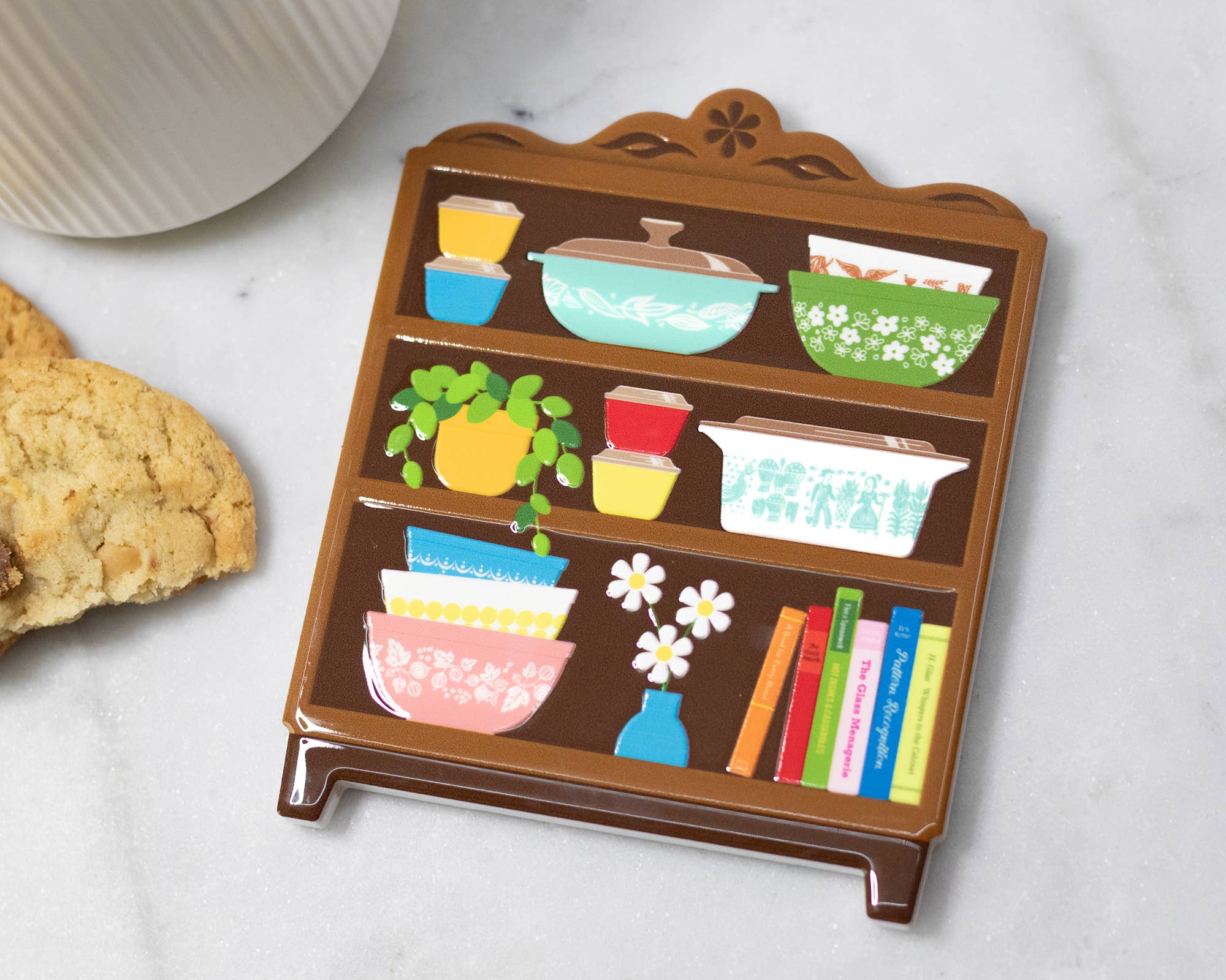 Retro Kitchen Hutch Ceramic Coaster – Pyrex-Inspired Gift