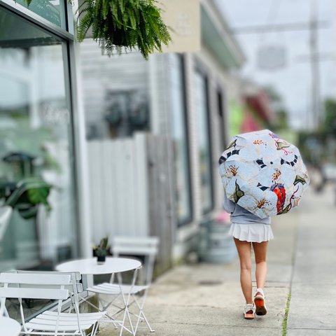 Fest Umbrella with UV Protection, Art by Kathy Schorr: Magnolia