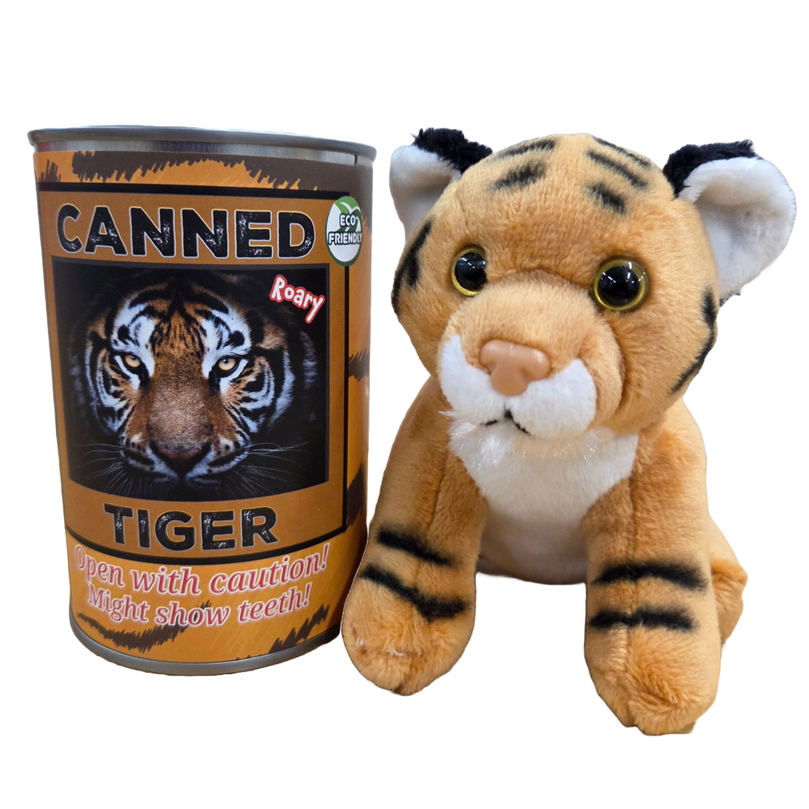 Canned Tiger | Stuffed Animal Zoo Plush w/Funny Jokes | Gift: Pop Top Lid