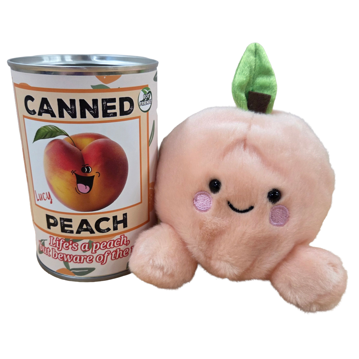 Lucy the Canned Peach - Eco-Friendly Plush in Can w/Jokes: Pop Top Lid