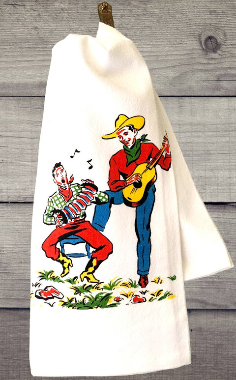 Singing Cowboys Retro Flour Sack Kitchen Tea Towel