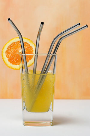 Eco Friendly Stainless Steel Bent Straws (Pack of 4)