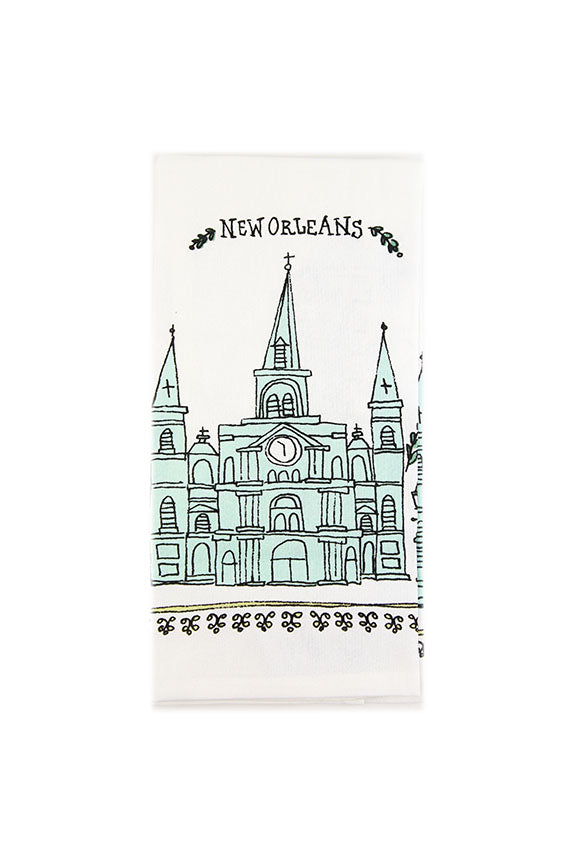 New Orleans St. Louis Cathedral Sketch Tea Towel