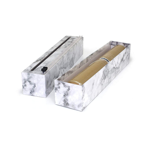 ChicWrap Marble Design Refillable Plastic Wrap Dispenser/Slide­ Cutter
